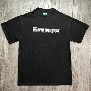 Vintage 2003 Vans Warped Tour T-Shirt Medium Cinder Block Black Concert Tee